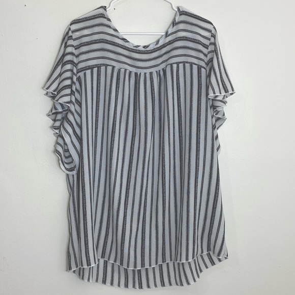 torrid Tops - TORRID Striped Blouse Top Womens 3 Black White Summer Flutter Sleeve